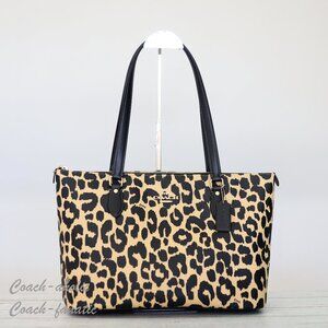 Coach Leopard Print Tote Bag - Black and Tan